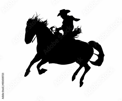 Thrilling Rodeo Showdown Capturing the Grit and Determination of a Cowboy Taming a Bucking Bronco