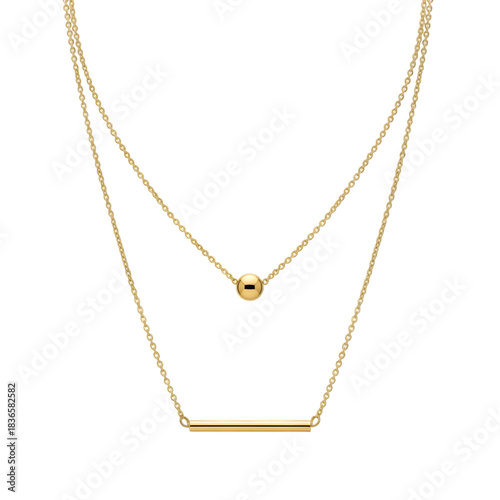 Wallpaper Mural Elegant golden double chain necklace with a small pendant isolated on transparent background Torontodigital.ca