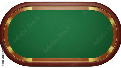 Poker table, green felt and wooden trim