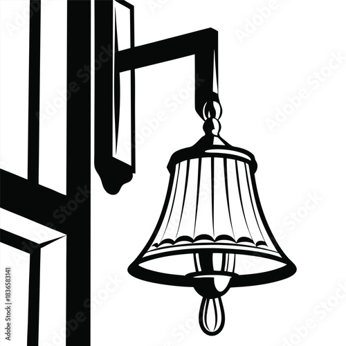 Silhouette of a Lamp on a Post, Dark, Decorative Lighting, Black and White Art