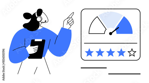 Customer support concept. Customer support ative monitors satisfaction ratings and tracks performance metrics. Customer support aids service efficiency and user experience. Great for customer