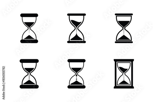 Hourglass icon set, Minimal sand timer symbols for time, Deadline and countdown concepts