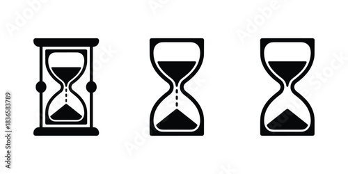 Hourglass icons set, Sand clock timer symbol vector design