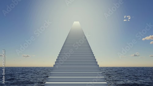 A magical, abstract staircase leading up to a new life.