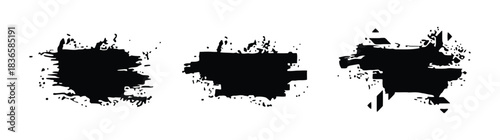 Black ink splatter set on white background for grunge texture and design