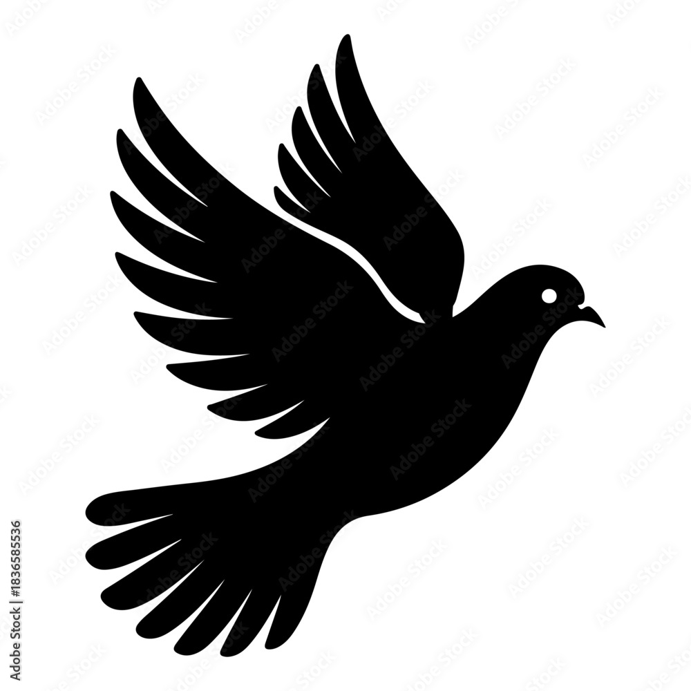 Obraz premium Flying Dove Silhouette Vector – Peace Bird Illustration Clipart