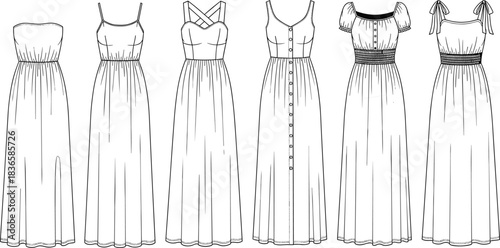 Technical Drawing of a Women's Cropped Hoodie Sweatshirt Vector Illustration, Front and Back Flat Sketch with Dropped Puff Sleeves for Fashion Apparel Design and Production,