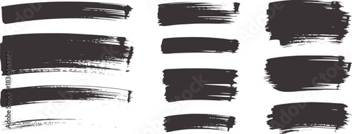 Dark Grey Brush Strokes on White Background abstract