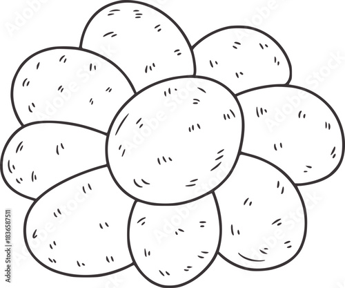 Hand drawn cluster of potatoes illustration food vegetable