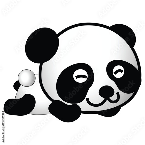 Cartoon Panda Lying Down with Peaceful Expression