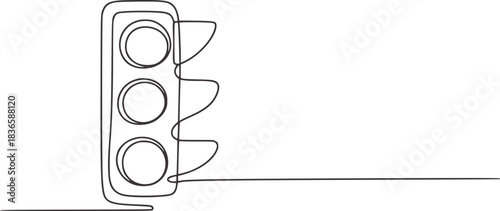 Single line drawing of a traffic light signal stop