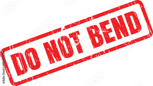 Red grungy rectangular rubber stamp imprint displaying Do Not Bend isolated against a white background