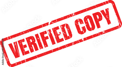 Distressed red verified copy stamp provides assurance and authenticity, adding a transparent appeal
