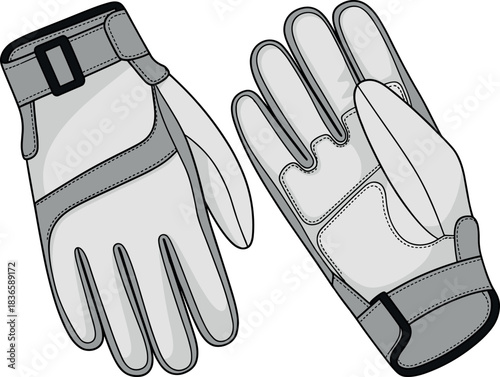 Glove, protective, vector, illustration, sketch, outline, fashion, gear, durable, ergonomic, structured, silhouette, layout, design, accessory, strap, buckle, padded, reinforced, grip, safety