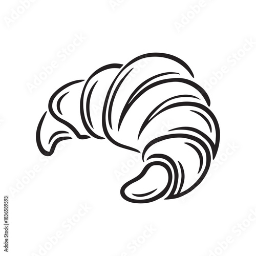 Classic french croissant layered puff pastry baked bakery food vector icon