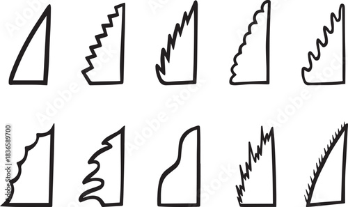 Vector isolated illustration of leaf edge shape types. Educational drawing on botany.