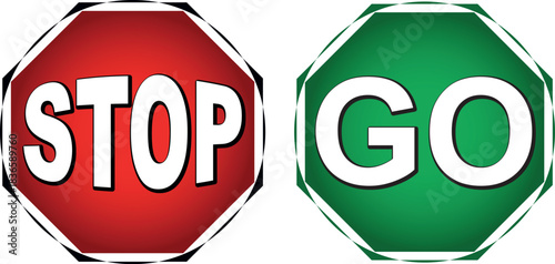 Vector illustration of Stop and Go sign sign isolated on pure white. EPS file available
