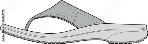 Sandal, flip-flop, vector, illustration, sketch, outline, fashion, gear, durable, ergonomic, structured, silhouette, layout, design, protection, accessory, stitched, strap, sole, textured, grip