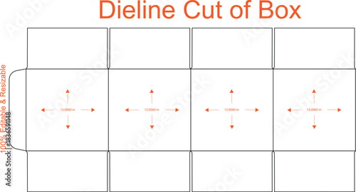 Editable Dieline Cut of Box with Multiple Compartments box cut template