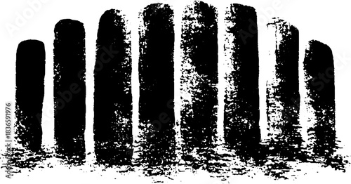 Black and white stencil of deep concrete fluting for urban grunge design