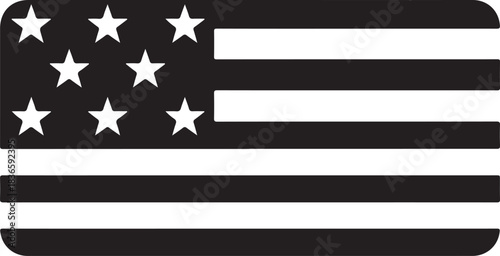 Black and white american flag icon silhouette