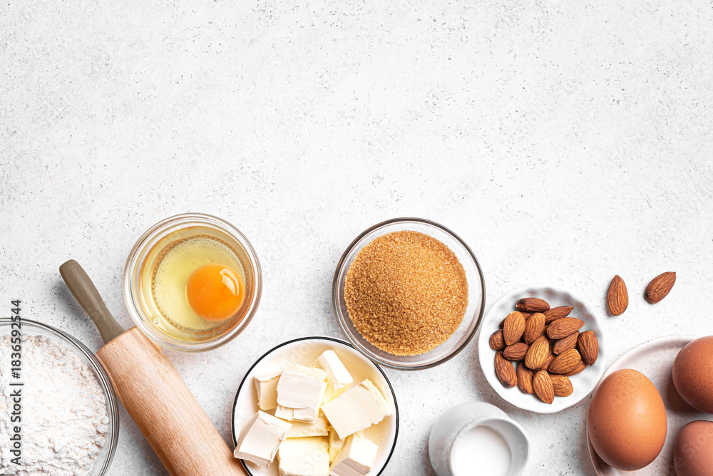 Obraz premium Baking background with baking ingredients