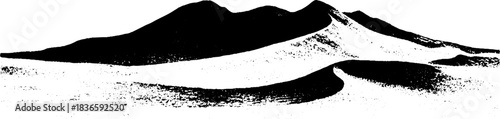 Black and white stencil illustration of desert sandstone curves for artistic design
