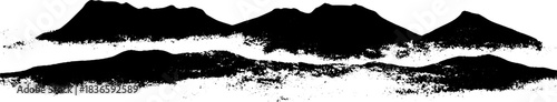 Black and white distant layered sand landscape stencil illustration for artistic projects