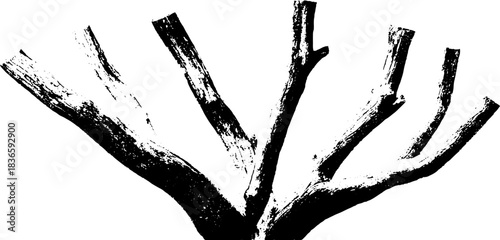 Driftwood branches stencil illustration black white spray art paint urban.
