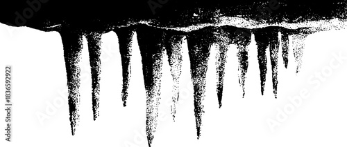 Black and white dripping icicle silhouette for urban art and design projects