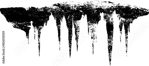 Dripping icicle form in black and white stencil illustration for urban graffiti art design
