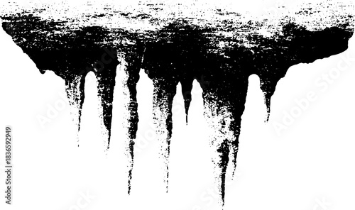 Monochrome dripping icicles stencil design for winter-themed art and decor