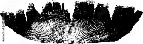 Abstract black and white stencil of fallen bark plates for urban art and design