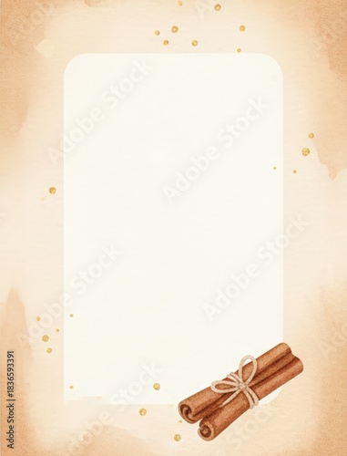 Cozy Watercolor Cinnamon Frame for Autumn and Holiday Designs