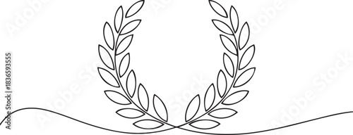 laurel wreath one line continuous vector  illustration. Single line laurel wreath icon. one line Icon drawing