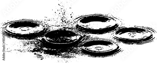 Black and white stencil illustration of freshwater ripples for artistic design
