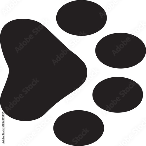 Paw Prints. Cute pets and Dogs pets paw print isolated on white background. Animal paw prints.