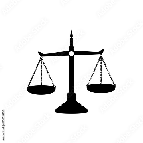 Balance scale silhouette symbol of justice and equality on white