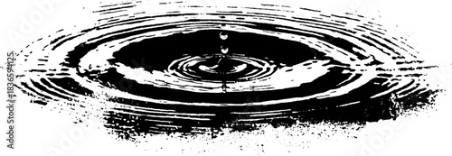 Black and white stencil of grey water ripples for urban art and design