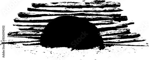 Black and white stencil illustration of a handmade wicker mat design for artistic projects