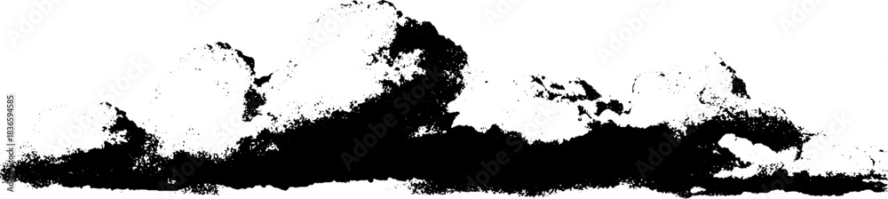 Fototapeta premium Black and white stencil illustration of heavy cloud formation for urban art design