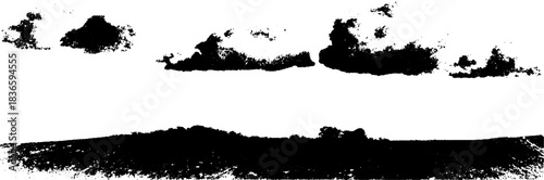 Black and white stencil illustration of heavy cloud formation for urban art design