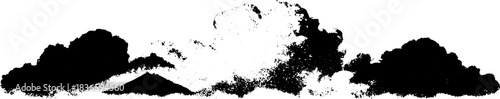 Black and white stencil illustration of heavy cloud formation for urban art design