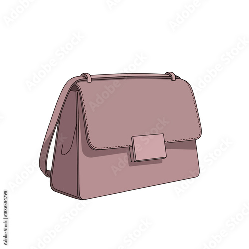 Stylish pastel pink fashion accessory handbag illustration