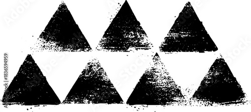 Geometric black and white stencil illustration of interlocked triangles for modern design