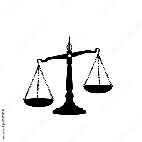 Justice scale silhouette symbolizing law and equality concept