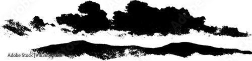 Black and white stencil illustration of layered cloud strata for urban art design