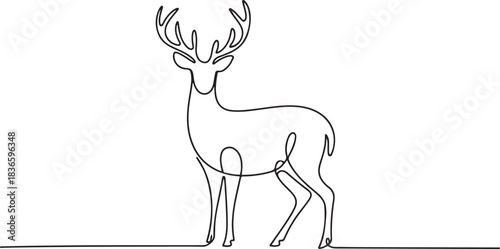 Deer continuous one line drawing. Isolated on white background vector illustration. one line Icon drawing