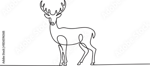 Deer continuous one line drawing. Isolated on white background vector illustration. one line Icon drawing