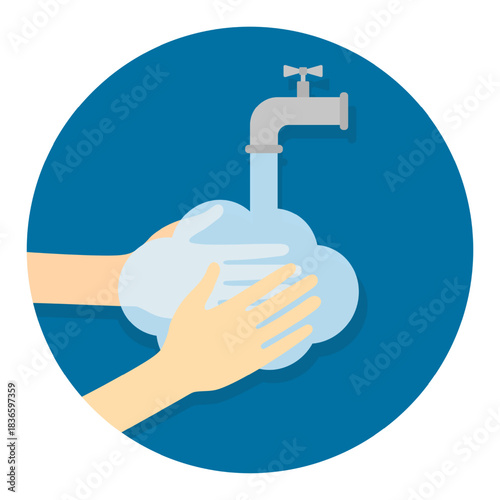 Washing hands with foam and soap - vector illustration.